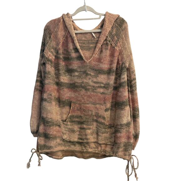 Free People Sweaters - Free People Snow Cone Pink Hooded Sweater Size XS Oversized